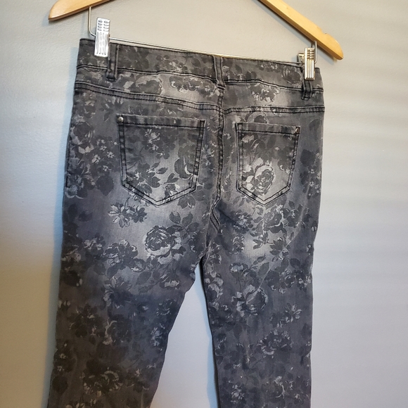 Material Girl Floral Print Grey Skinny Jeans - Size 3 - Picture 7 of 8